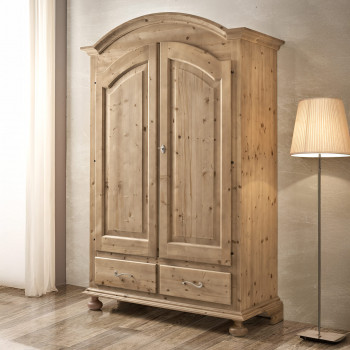 Armadio in legno massello di abete con 2 ante e 2 cassetti