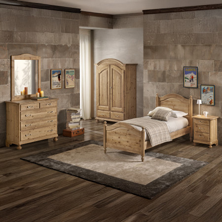 Armadio in legno massello di abete con 2 ante e 2 cassetti