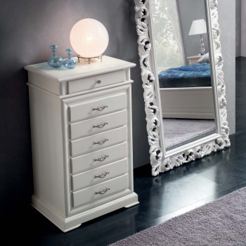 Cassettiera contemporanea 7 cassetti, dettaglio maniglie lavorate