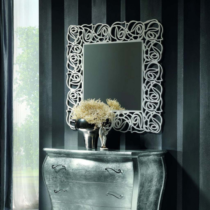 Specchio bagno con cornice argento - Specchiere moderne