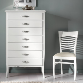 Cassettiera con 4 cassetti, dettaglio frontale bianco