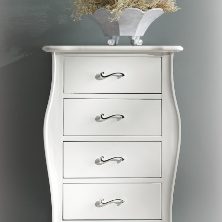 Cassettiera con 4 cassetti, dettaglio frontale bianco