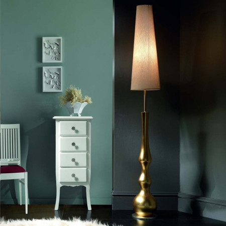 Cassettiera a 4 cassetti in legno bianco con gambe curve