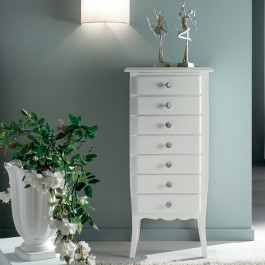 Cassettiera con 4 cassetti, dettaglio frontale bianco
