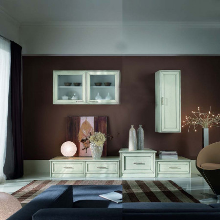 Base 2 cassetti in frassino con decorazioni moderne