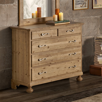 Como' in legno massello di abete con 3 cassetti grandi e 2 piccoli