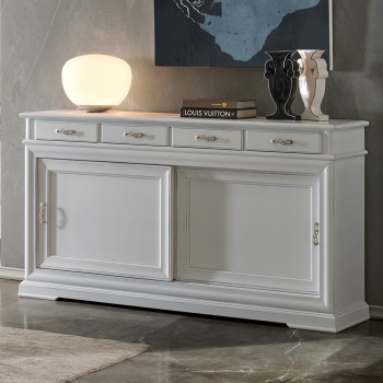 Credenza 2 porte scorrevoli 4 cassetti, dettaglio maniglie