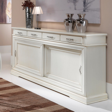 Credenza 2 porte scorrevoli 4 cassetti, dettaglio maniglie