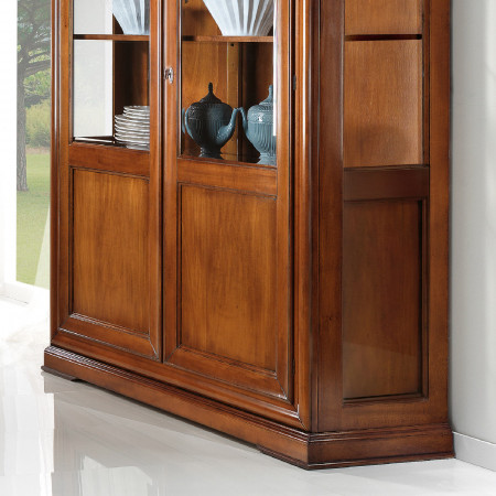 Vetrina smontabile classica con due ante, dettaglio legno