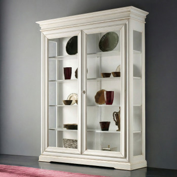 Vetrina 2 porte smontabile con dettagli in legno