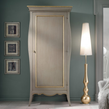 Armadio 1 porta in legno, gambe sagomate, ambiente classico