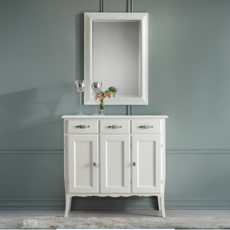 Credenzina 3 porte 3 cassetti, dettaglio gambe curve