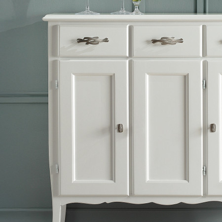 Credenzina 3 porte 3 cassetti con dettagli gambe curve