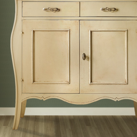 Credenzina contemporanea 2 porte, dettaglio gambe curve