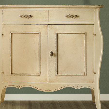 Credenzina contemporanea 2 porte, dettaglio gambe curve