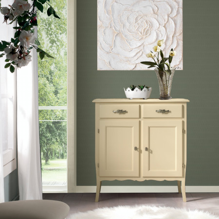 Credenzina contemporanea 2 porte 2 cassetti con decorazioni
