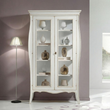 Vetrina 2 porte con vetri molati e gambe curve