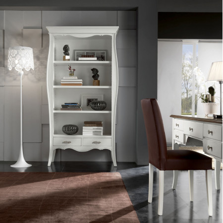 Libreria 2 cassetti in legno di pioppo, stile classico