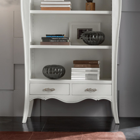 Libreria 2 cassetti in legno pioppo con design sagomato