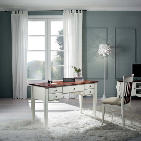 Scrivania 5 cassetti con piano elegante in legno