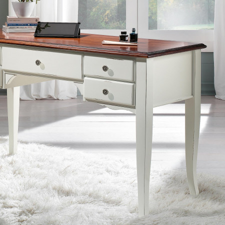 Scrivania con 5 cassetti, piano in legno di pioppo