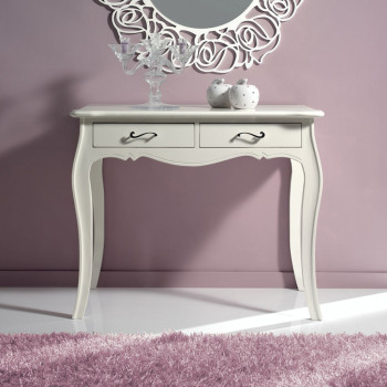 Consolle contemporanea con 2 cassetti in legno massello