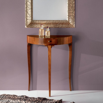 Consolle 1 cassetto noce intarsiato, vista frontale