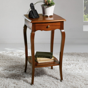 Portatelefono classico 1 cassetto, legno di ciliegio