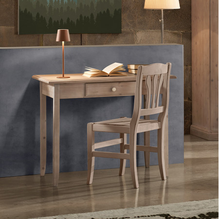 Scrittoio in legno massello di abete con 1 cassetto