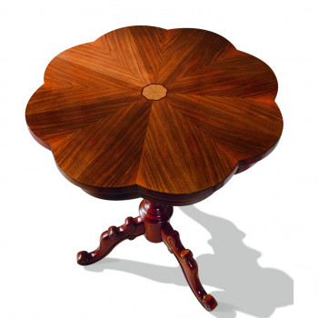 Tavolino sagomato ed intarsiato con piano a petali