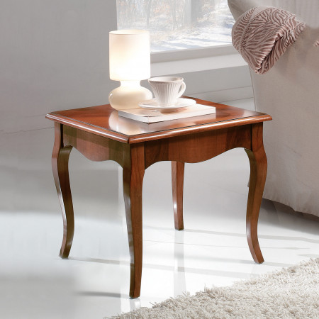Tavolino intarsiato gambe 700 con piano in legno di noce