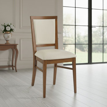 Sedia in legno con schienale e seduta imbottiti