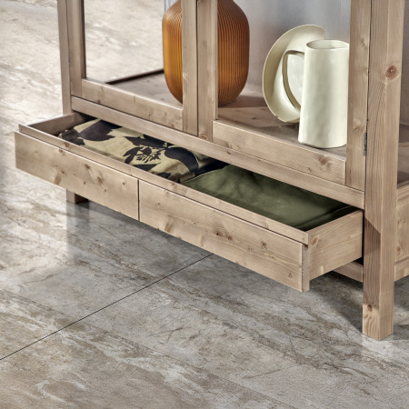 Vetrina 2 porte e 1 cassetto in legno massello di abete