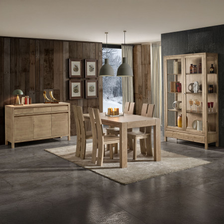 Vetrina 2 porte e 1 cassetto in legno massello di abete