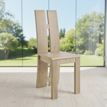 Sedia moderna in massello di abete con schienale e seduta in legno