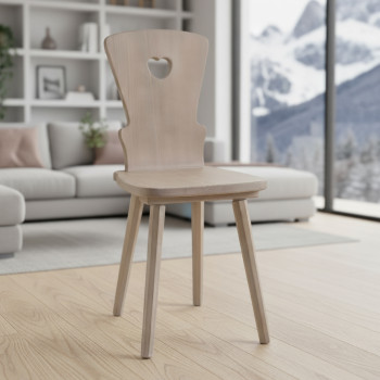 Sedia in massello di abete con schienale e seduta in legno