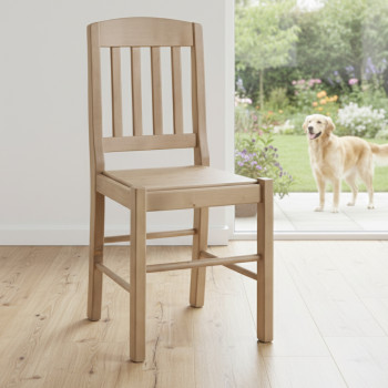 Sedia in legno massello di abete con schienale e seduta in legno