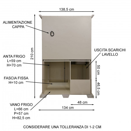 Interno armadio cucina a scomparsa, dettagli legno