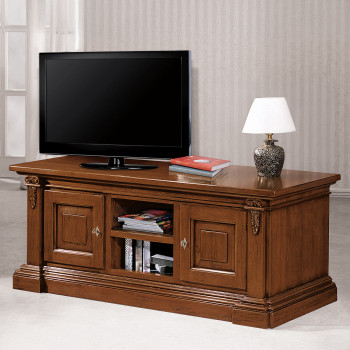 Portatelevisore classico in legno con intagli decorativi