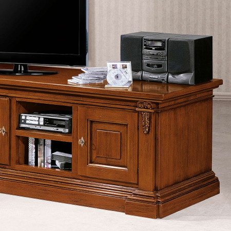 Portatelevisore classico in legno con intaglio superiore