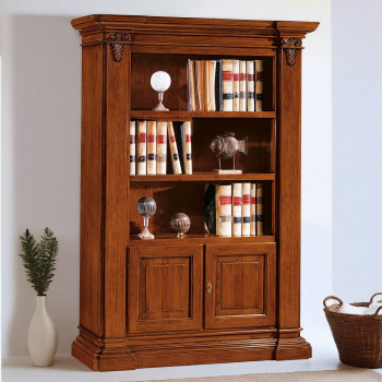 Libreria 2 ante in legno massello classico