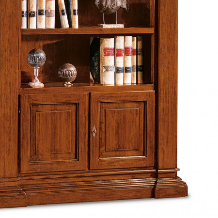 Libreria 2 ante legno massello con cornici intagliate
