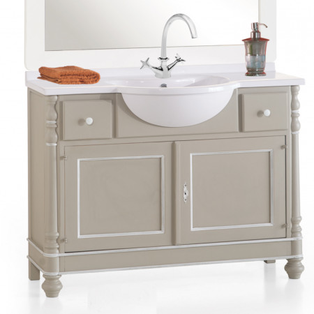 Bagno classico completo di specchiera e lavabo in mineralmarmo