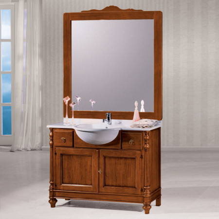 Bagno classico completo di specchiera con lavandino in mineralmarmo