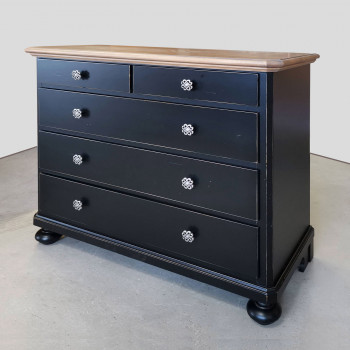 Comò 3 cassetti grandi e 2 piccoli, laccato nero