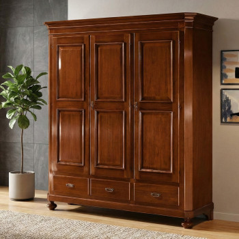 Armadio classico 3 ante, dettaglio delle bugne in legno