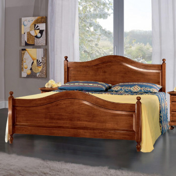 Letto classico matrimoniale in legno massello, bugne diamantate