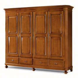 Armadio 4 ante 4 cassetti, dettaglio interno legno pioppo