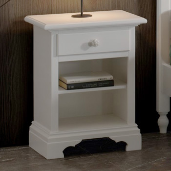 Comodino vano a giorno con cassetto in legno