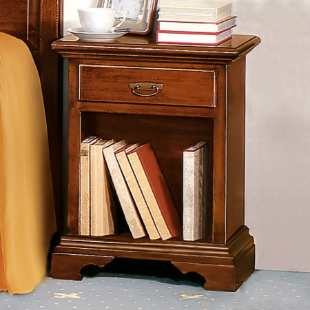 Comodino vano a giorno con cassetto in legno